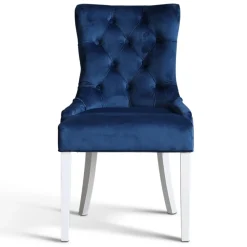 Dalsland matgrupp: Matbord i vit / ek med 6 st Tuva stolar i blå sammet