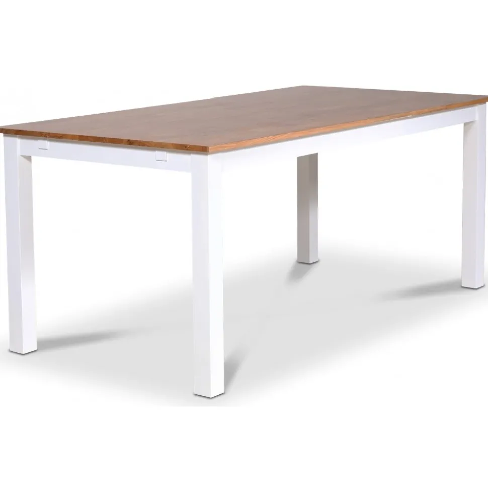 Dalsland matgrupp: Matbord i Ek / vit med 6 st duvblå Pinnstolar + 6.00 x Stolsdyna