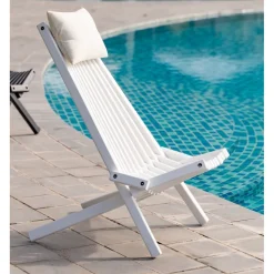 Däckstol vit med nackkudde