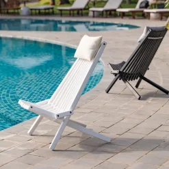 Däckstol vit med nackkudde