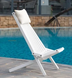 Däckstol vit med nackkudde + Fläckborttagare för möbler