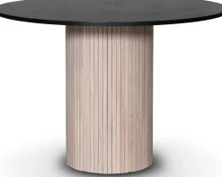 Decibel runt matbord Ø110 cm - Whitewash / Svartbetsad ek