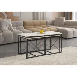 Defne soffbord-set - Svart/marmor