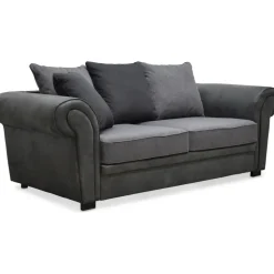 Delux 2-sits soffa med kuvertkuddar - Grå/Antracit/Vintage + Fläckborttagare för möbler