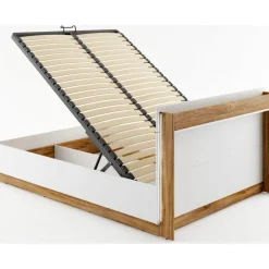 Dentro 140 x 200 cm säng med förvaring - Vit/stirling ek