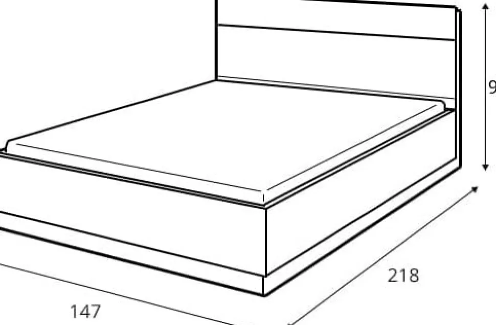 Dentro 140 x 200 cm säng med förvaring - Vit/stirling ek