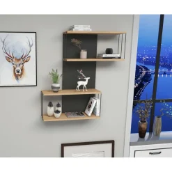 Destan vägghylla - Antracit/furu