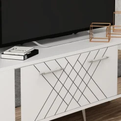 Detas TV-bänk - Vit/silver