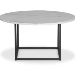 Dexter runt soffbord Ø85 cm - Metall / Vit marmor sten
