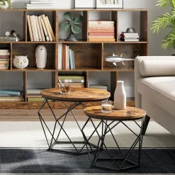 Didrik soffbord, 2 st, Ø40/50 cm - Brun/svart