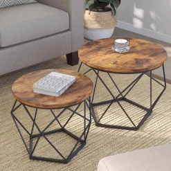 Didrik soffbord, 2 st, Ø40/50 cm - Brun/svart