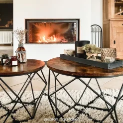 Didrik soffbord, 2 st, Ø40/50 cm - Brun/svart