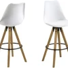 Dima barstol med träben och Vit PU sits