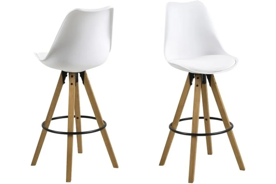 Dima barstol med träben och Vit PU sits