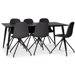 Dipp matbord 180x90 cm - Svartbetsad ekfanér + Möbeltassar