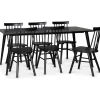 Dipp matgrupp; matbord 180x90 cm med 6 st svarta Orust pinnstolar + 4.00 x Möbeltassar