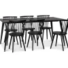 Dipp matgrupp; matbord 180x90 cm med 6 st svarta Castor pinnstolar + 6.00 x Stolsdyna