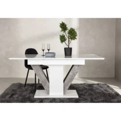 Disa matbord 120-160 x 80 cm - Grå/vit