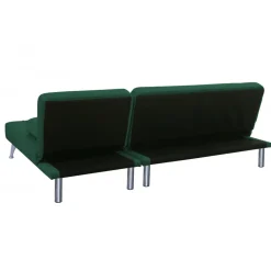 Divansoffa i grön sammet med bäddfunktion