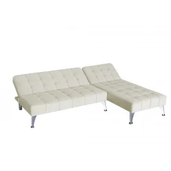 Divansoffa med bäddfunktion beige sammet