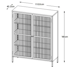 Dobb mörkgrönt metallskåp med glasdörrar