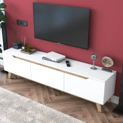 Duno TV-bänk Vit/valnöt