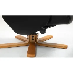 Duva reclinerfåtölj med fotpall i svart PU med bruna ben + Textilrengöring för möbler