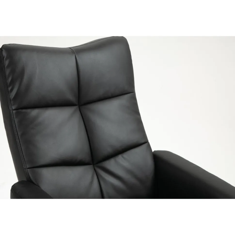 Duva reclinerfåtölj med fotpall i svart PU med bruna ben + Möbeltassar