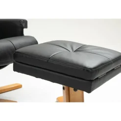 Duva reclinerfåtölj med fotpall i svart PU med bruna ben + Möbeltassar