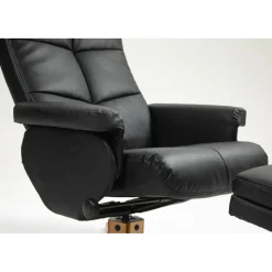 Duva reclinerfåtölj med fotpall i svart PU med bruna ben + Möbeltassar