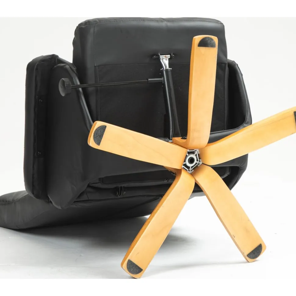 Duva reclinerfåtölj med fotpall i svart PU med bruna ben