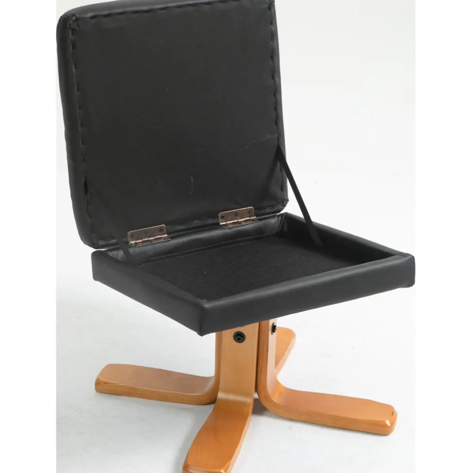 Duva reclinerfåtölj med fotpall i svart PU med bruna ben