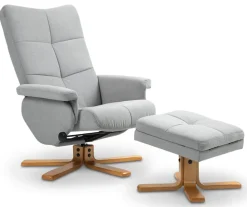 Duva ställbar fåtölj inklusive fotpall med förvaring - Grått tyg med träben