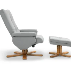 Duva ställbar fåtölj inklusive fotpall med förvaring - Grått tyg med träben