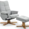 Duva ställbar fåtölj inklusive fotpall med förvaring - Grått tyg med träben + Textilrengöring för möbler