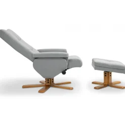 Duva ställbar fåtölj inklusive fotpall med förvaring - Grått tyg med träben + Textilrengöring för möbler