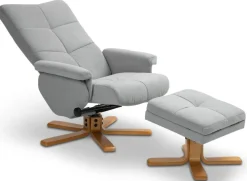 Duva ställbar fåtölj inklusive fotpall med förvaring - Grått tyg med träben + Textilrengöring för möbler