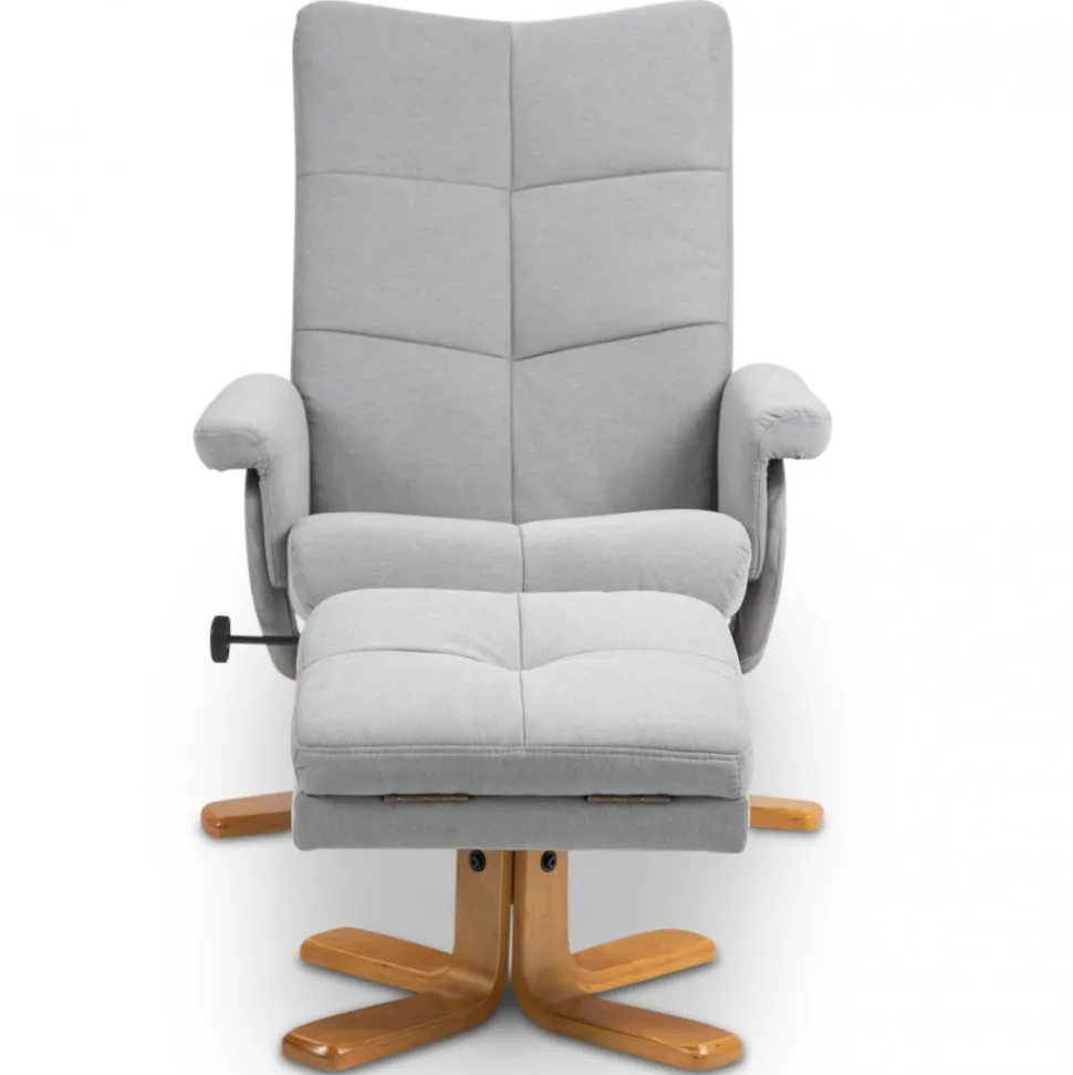 Duva ställbar fåtölj inklusive fotpall med förvaring - Grått tyg med träben + Textilrengöring för möbler