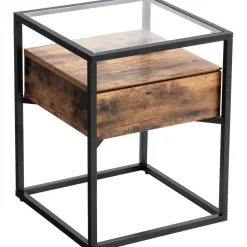 Eddie sidobord 43 x 43 cm - Brun/svart