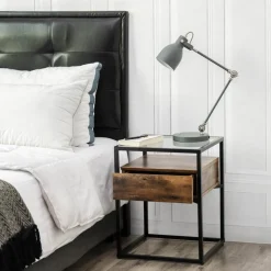 Eddie sidobord 43 x 43 cm - Brun/svart