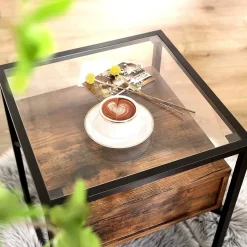 Eddie sidobord 43 x 43 cm - Brun/svart