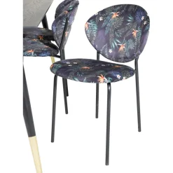 Ekefors matstol - Svart blomma tyg