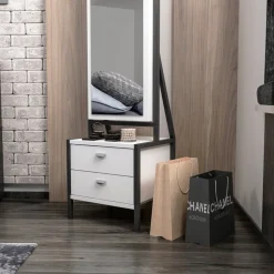 Elegante helkroppspegel med förvaring - Vit