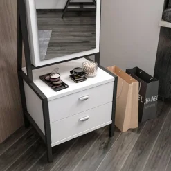 Elegante helkroppspegel med förvaring - Vit