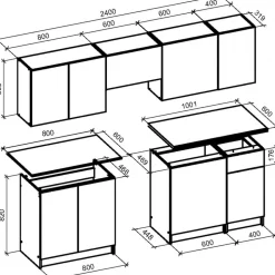 Emma komplett kök 240 cm - Artisan ek/svart