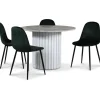 Empire matgrupp Ø105 cm inkl. 4 st Carisma mörkgröna stolar - Silver Diana marmor / Vit lamell träfot + 4.00 x Stolsdyna