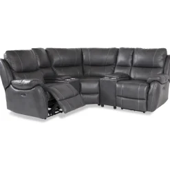 Enjoy Hollywood Biosoffa (hörnsoffa) - 3-sits (el) i grått konstskinn + Möbeltassar