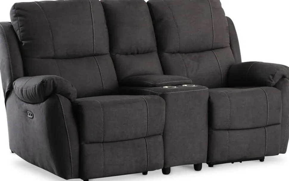 Enjoy Hollywood Biosoffa - 2-sits recliner (el) i antracit microfibertyg