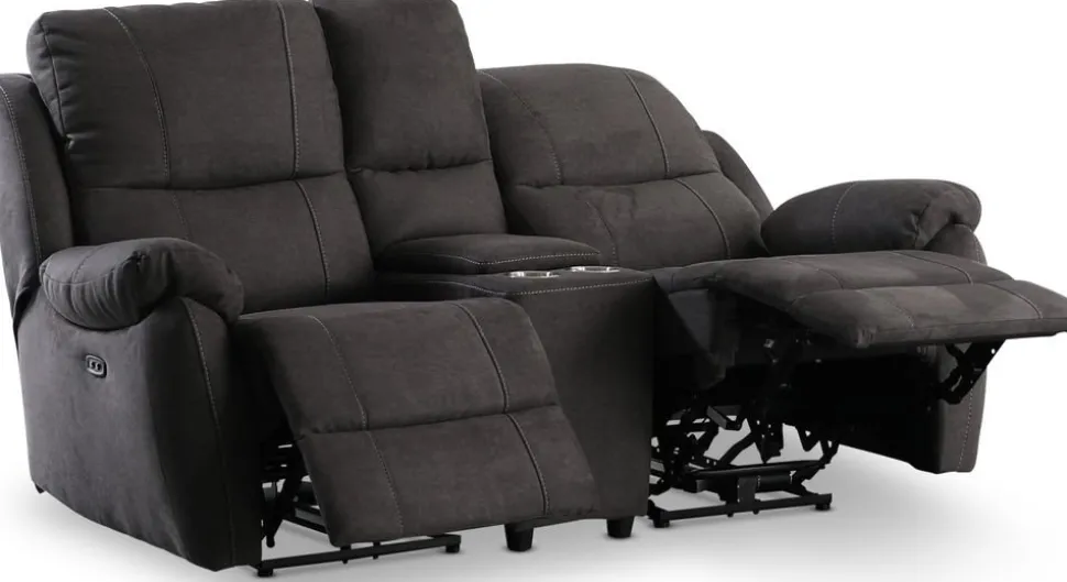 Enjoy Hollywood Biosoffa - 2-sits recliner (el) i antracit microfibertyg