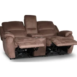 Enjoy Hollywood Biosoffa - 2-sits recliner (el) i brunt microfibertyg